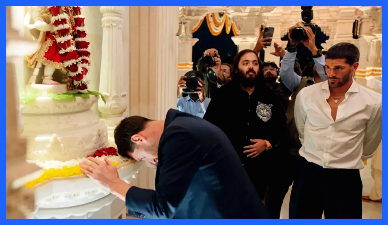 مسی در معبد هندو: تصاویری که همه جا دست به دست می‌شود