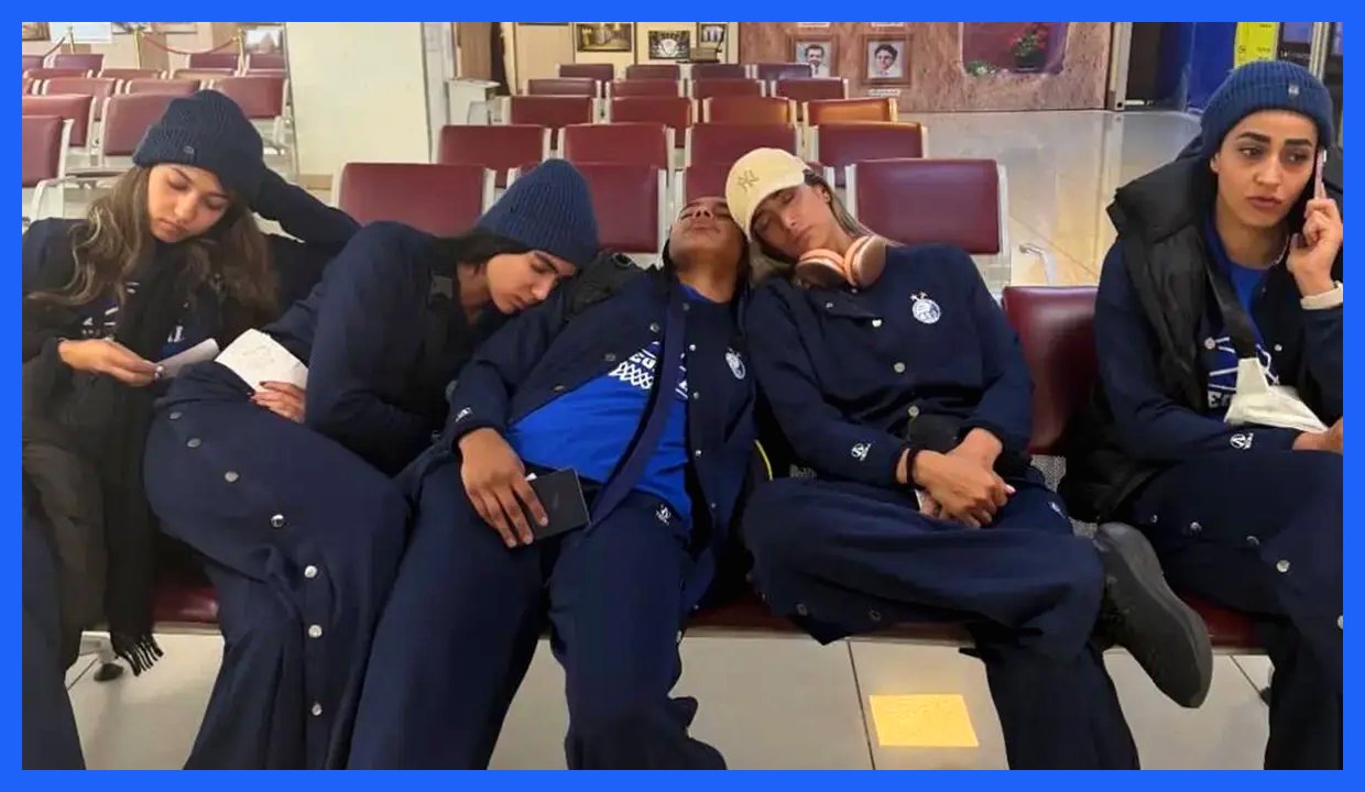 وضعیت غیرمعمول بازیکنان تیم بسکتبال زنان استقلال در فرودگاه قبل از سفر به آبادان (عکس)