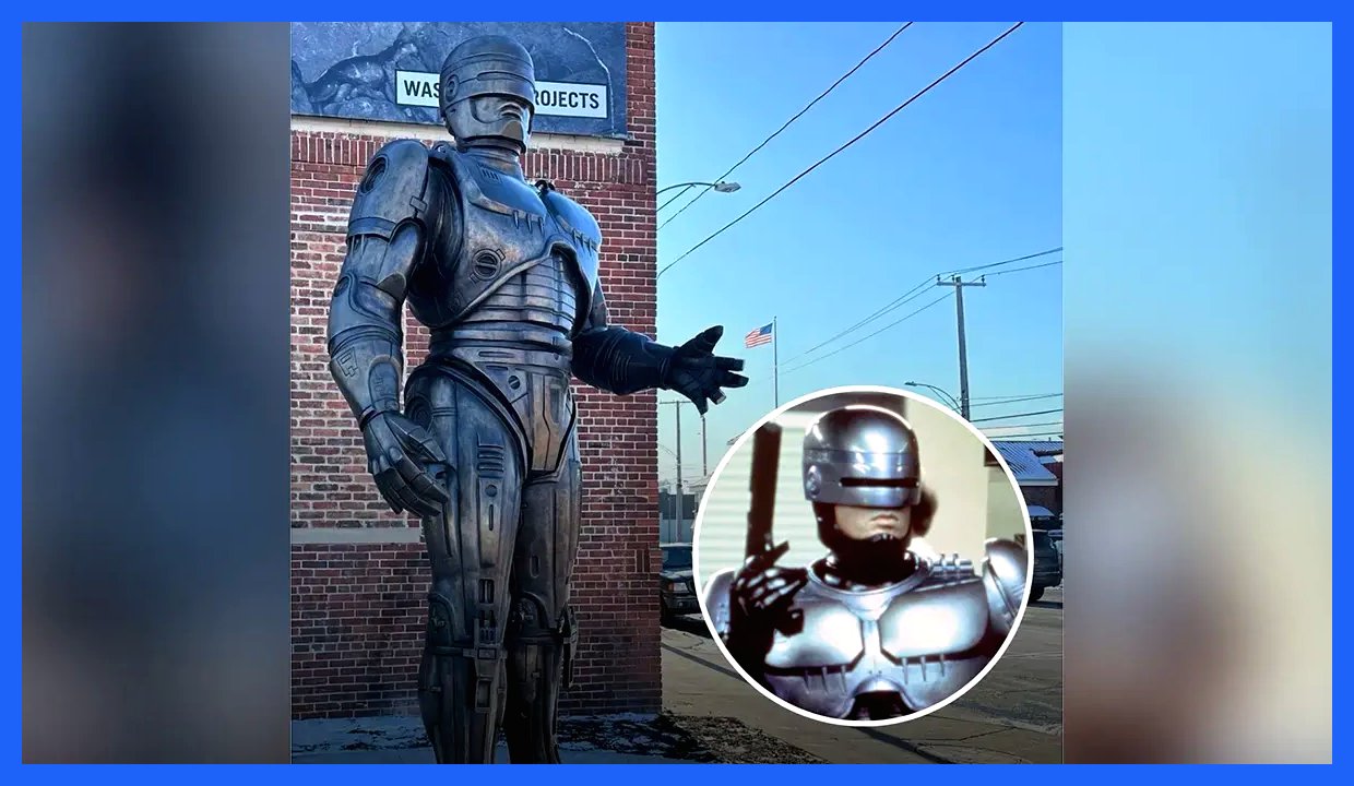 مجسمه ۳.۳ متری پلیس آهنی در یک نمایشگاه هنری (+عکس)