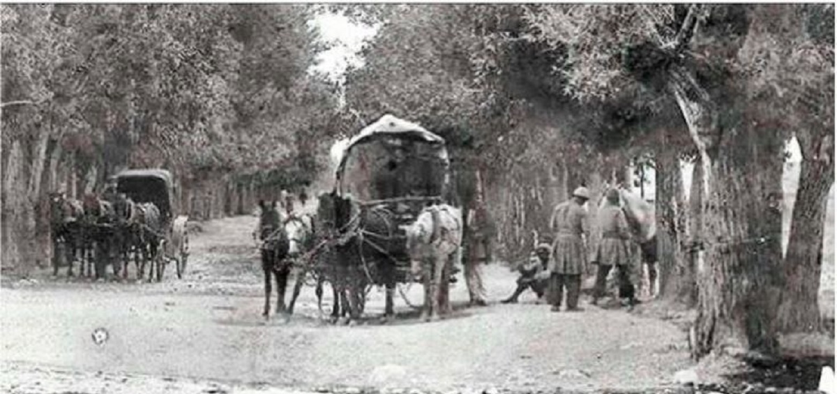 تصویری از رهگذران جاده شمیران در سال ۱۲۸۷