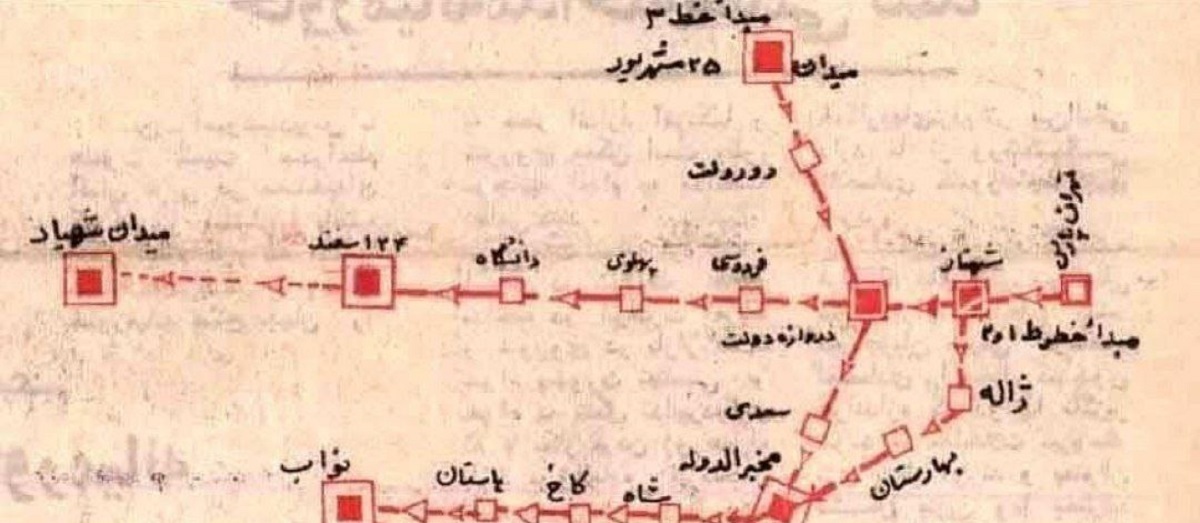 نقشه اولیه مترو تهران در سال ۱۳۵۳ (عکس)