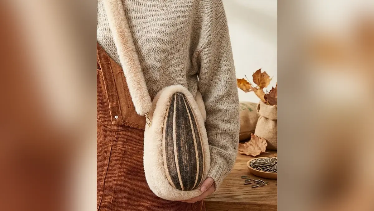 ترند جدید در اکسسوری‌ها؛ معرفی کیف شانه‌ای پشمی با طراحی دانه آفتابگردان! (عکس)