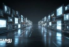 مسیر نورانی دیجیتال که صفحات وب، داده‌ها و نمادهای برند را در فضایی مفهومی به یکدیگر متصل می‌کند.