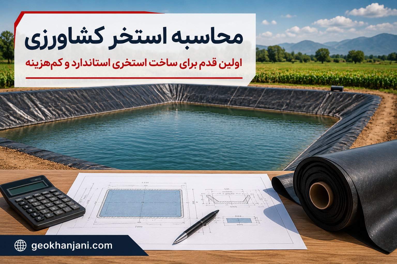 محاسبه استخر کشاورزی | راهنمای تعیین ابعاد، حجم و هزینه ساخت استخر