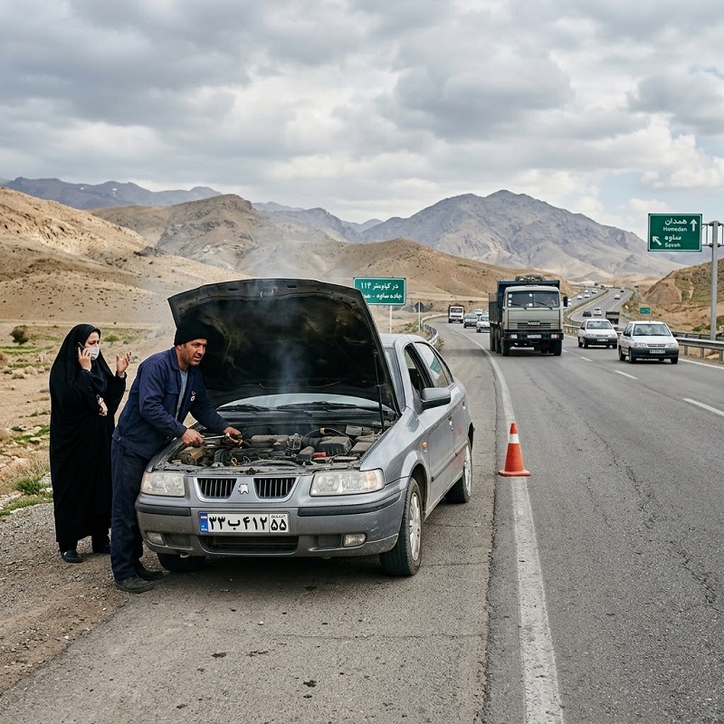 خرابی خودرو در جاده ساوه همدان