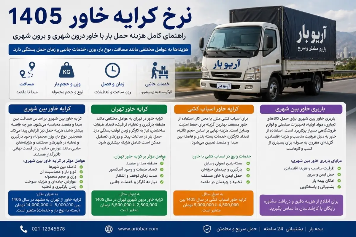 نرخ کرایه خاور ۱۴۰۵
